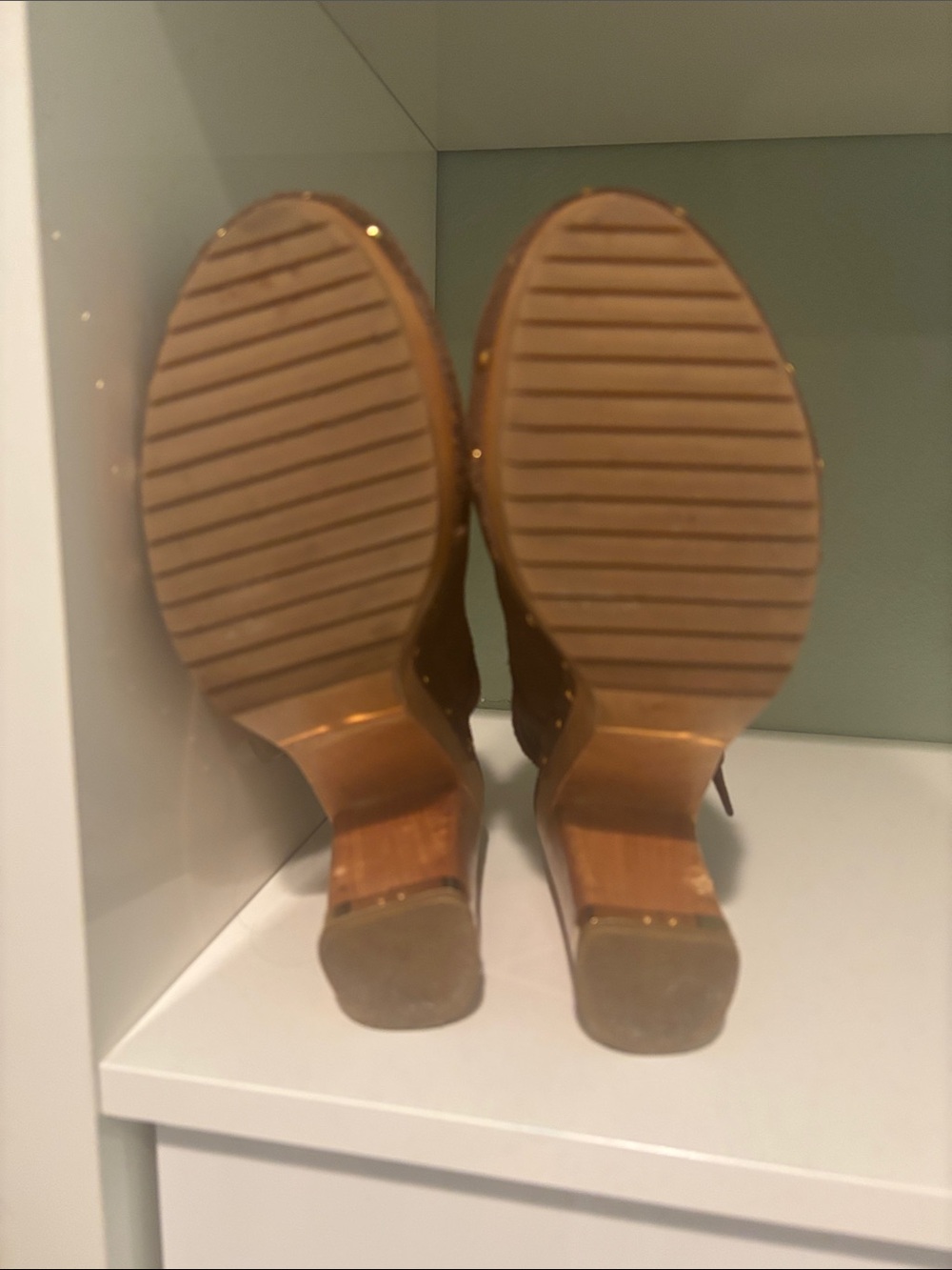 Tory Burch Brown Suede Studded Slingback Clog Mules - Picture 4 of 7